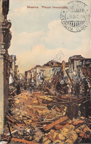 Cartolina Messina Illustrata Piazza Immacolata
