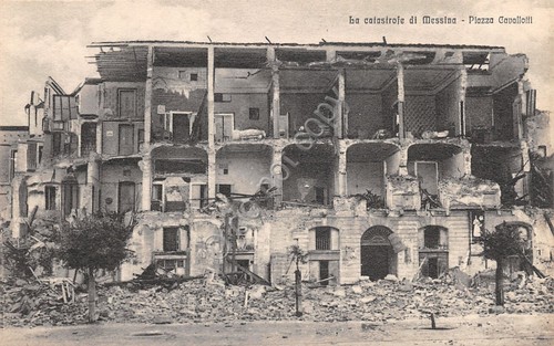 Cartolina Messina La catastrofe Piazza Cavallotti Micali Santi 31648?