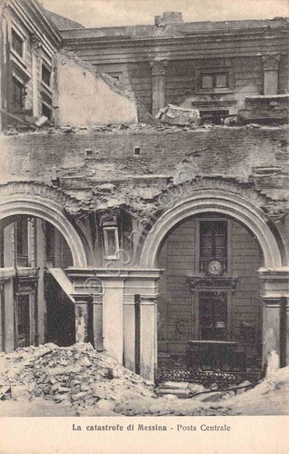 Cartolina Messina La catastrofe Posta Centrale Micali Santi 3222