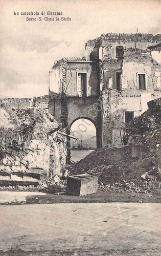 Cartolina Messina La catastrofe Scesa S. Maria la Stella Micali …