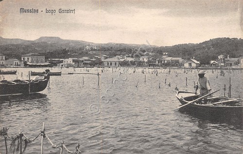 Cartolina Messina Lago Ganzirri animata barche Ed. Micali Santi 68728