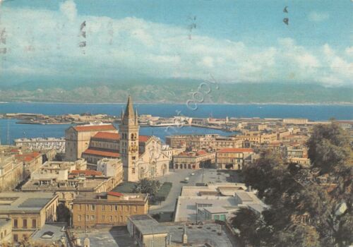 Cartolina Messina panorama con Cattedrale 1961