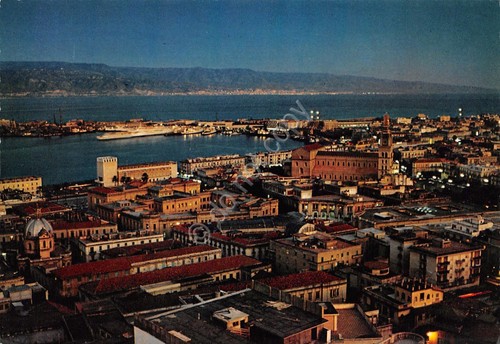 Cartolina Messina Panorama notturno