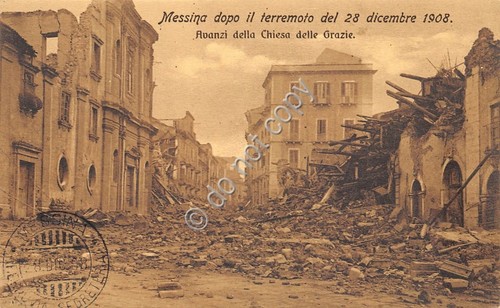 Cartolina Messina Terremoto 1908 Chiesa delle Grazie