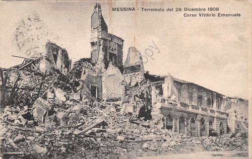 Cartolina Messina Terremoto 1908 Corso Vittorio Emanuele 1911