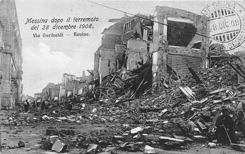 Cartolina Messina Terremoto 1908 Via Garibaldi Rovine