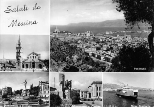 Cartolina Messina vedute varie 1957