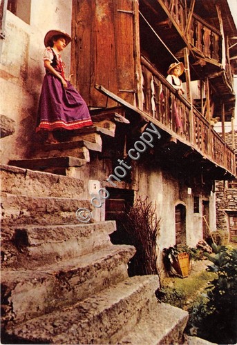 Cartolina Miazzina vecchia costumi tradizionali