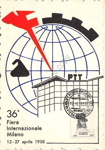 Cartolina Milano 36° Fiera di Milano 1958 PTT