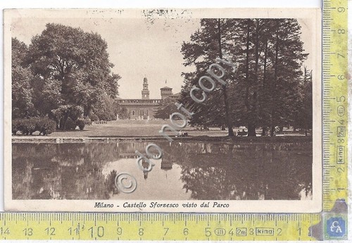 Cartolina Milano Castello Sforzesco dal Parco 1940