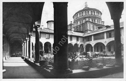 Cartolina Milano Chiesa delle Grazie Chiostro 1941 TIMBRO LOTTERIA ESPOSIZIONE