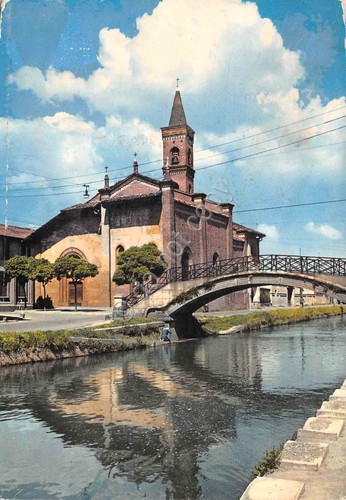 Cartolina Milano Chiesa San Cristoforo sul Naviglio 1968