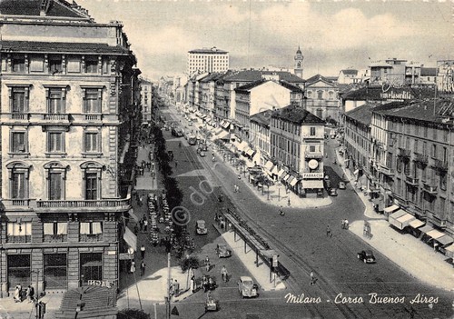 Cartolina Milano Corso Buenos Ayres Farmacia Bagni auto d'epoca 1959