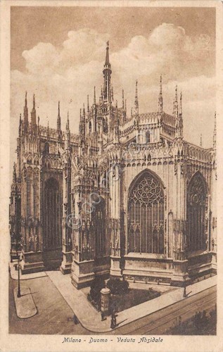 Cartolina Milano Duomo Veduta absidale 1922