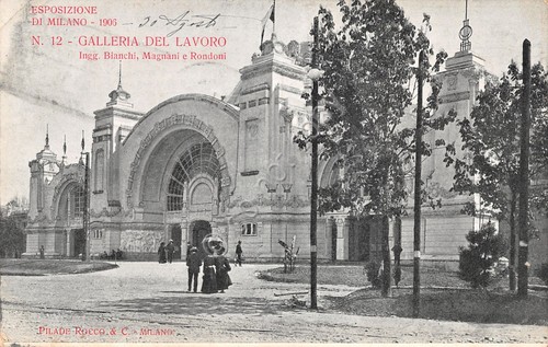 Cartolina Milano Esposizione 1906 Galleria del lavoro n.12 animata
