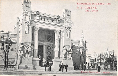 Cartolina Milano Esposizione 1906 N.6 Igiene Arch Bongi animata Ed …