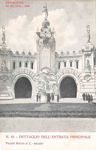 Cartolina Milano Esposizione 1906 N.61 Entrata Principale animata