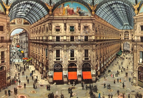 Cartolina Milano Galleria Vittorio Emanuele Ottagono anni '60
