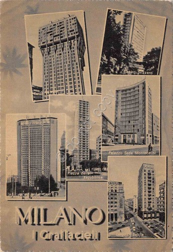 Cartolina Milano Grattacieli vari anni '50