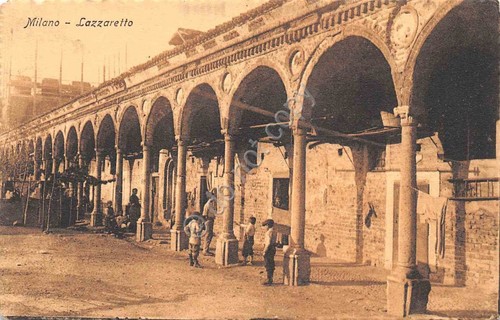 Cartolina Milano Lazzaretto animata bambini 1909