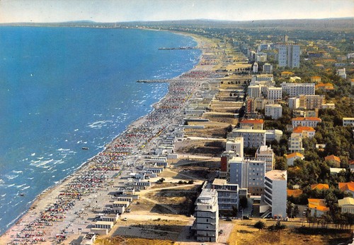 Cartolina Milano Marittima e Cervia panorama stabilimenti spiaggia dall'alto '66