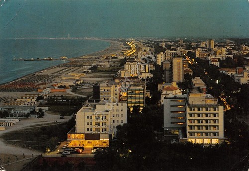 Cartolina Milano Marittima panorama notturno 1970 segnata (Ravenna)