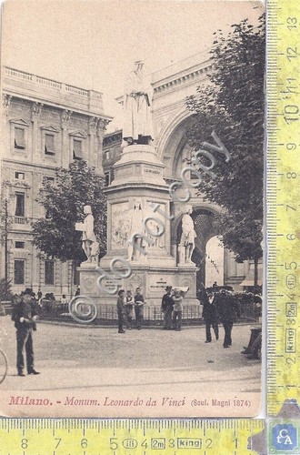 Cartolina Milano Monumento a L. Da Vinci Animata anni '10?