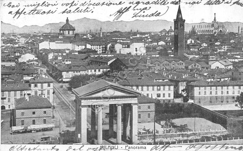 Cartolina Milano panorama Porta Ticinese 1907