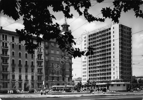 Cartolina Milano Piazza Amendola Via Monte Rosa Tram Timbro 1955