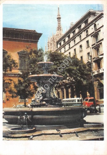 Cartolina Milano Piazza Piermarini Fontana 1963