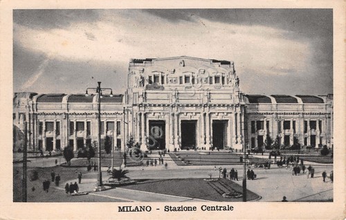 Cartolina Milano Stazione Centrale facciata 1938 TIMBRO LOTTERIA E42