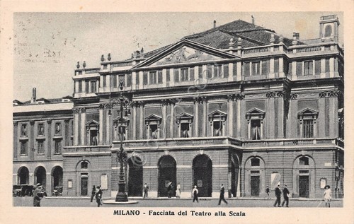Cartolina Milano teatro Scala timbro a targhetta Cavalese 1949