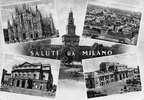 Cartolina Milano vedute varie 1951