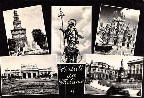 Cartolina Milano vedute varie 1959
