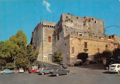 Cartolina Minturno Castello Bar auto d'epoca