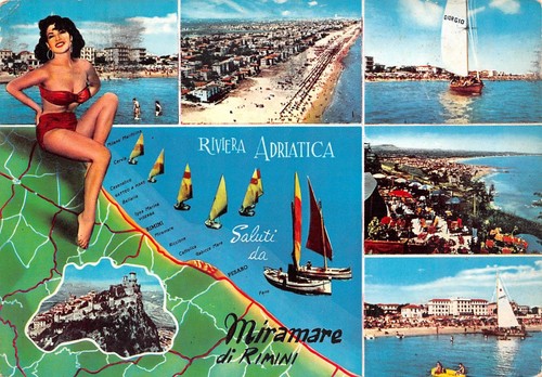 Cartolina Miramare di Rimini Pin Up Vedutine