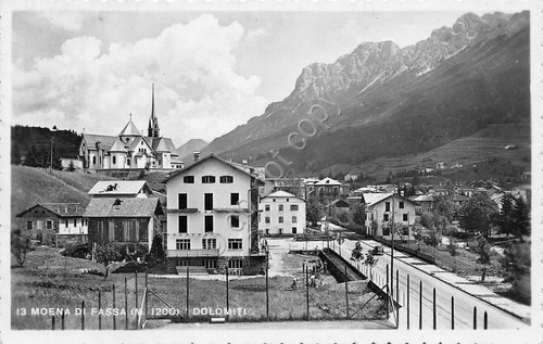 Cartolina Moena di Fassa panorama parziale 1955