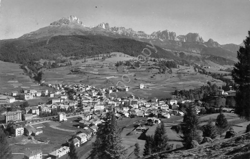 Cartolina Moena Val di Fassa panorama verso le Dolomiti 1957