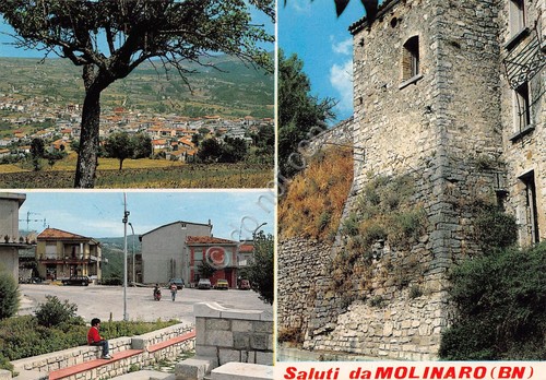 Cartolina Molinaro Molinara vedute varie Piazza S. Maria Torre castello …