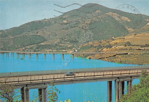 Cartolina Molise Viadotto su invaso di Ponte Liscione 1983