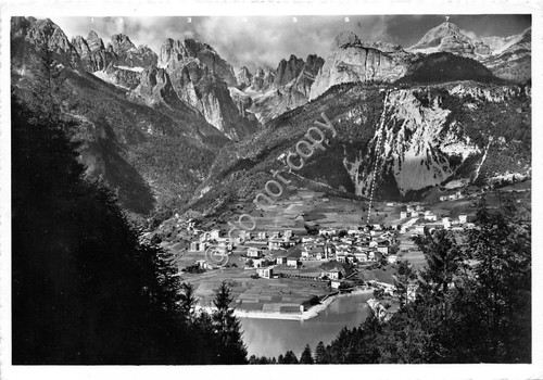 Cartolina Molveno Panorama con Lago Seggiovia di Pradel 1958 (Trento)