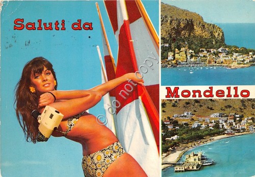 Cartolina Mondello saluti da vedutine Pin Up (Altre tematiche)