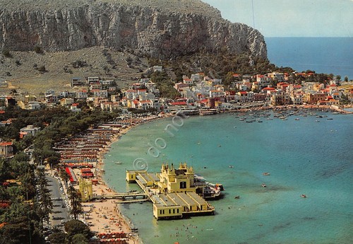 Cartolina Mondello Stabilimento balneare vista dall'alto