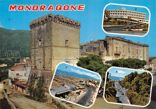 Cartolina Mondragone vedute varie Hotel Sinuessa Viale Marechiaro 1988 (Caserta)
