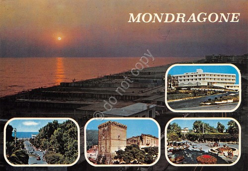 Cartolina Mondragone vedute varie stabilimenti balneari alberghi anni ''90