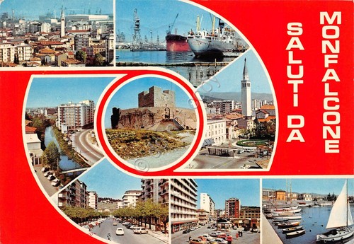 Cartolina Monfalcone vedute varie Grafica 1976