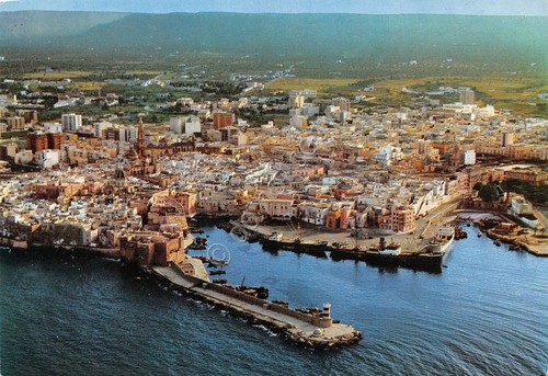 Cartolina Monopoli panorama aereo porto