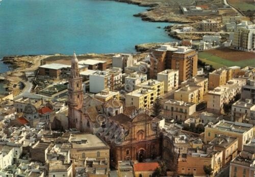 Cartolina Monopoli veduta aerea Basilica Cattedrale 1971