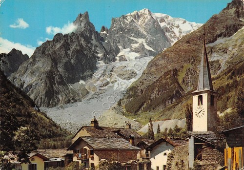 Cartolina Monte Bianco e Aiguille Noire viste da Entreves (Aosta)