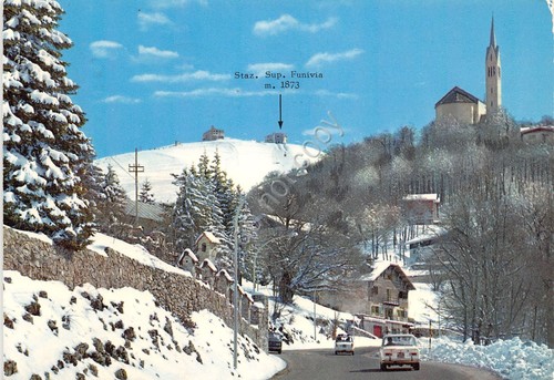 Cartolina Monte Terminillo Veduta panoramica con ville strada auto d'epoca …